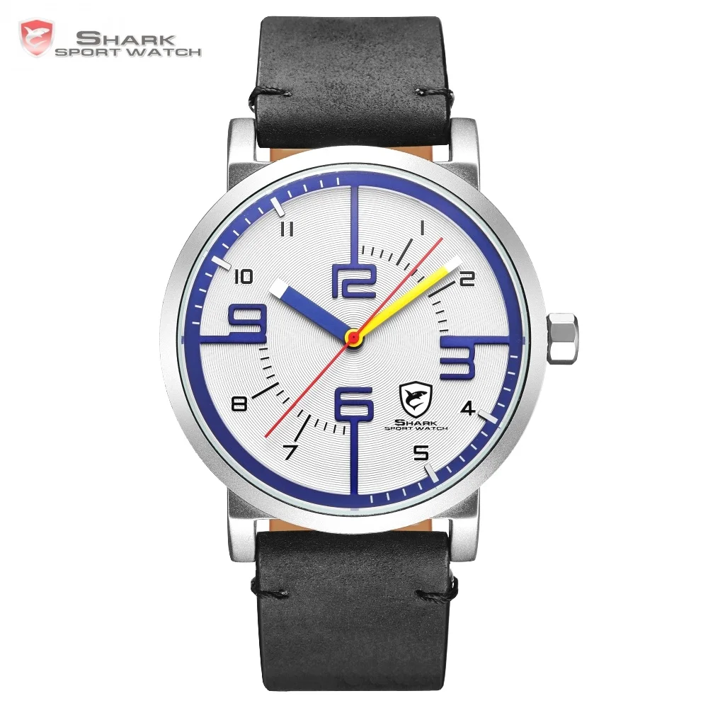 Bahamas Saw SHARK Sport Watch Top Brand Designer White Blue Simple Dial Men Crazy Horse Black Leather Band Quartz Watches /SH570 Bahamas Saw SHARK Sport Watch Top Brand Designer White Blue Simple Dial Men Crazy Horse Black Leather Band Quartz Watches /SH570