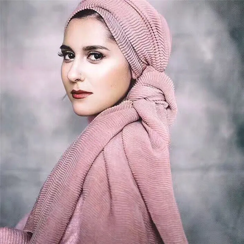 

Premium Viscose Maxi Crinkle Cloud Hijab Scarf Shawl Soft Islam Muslim women's scarves handkerchief hijab scarf 40MA04