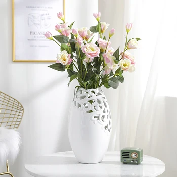 

Nordic Ceramic Vase Simple Hollow Dried Flower Flower Insert Desktop Jewelry Home Office Decoration Fun Gifts Dropshipping