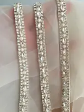 Thin rhinestone and crystal beaded lace trim for wedding belt, bridal sash, wedding gown straps ,bridesmaids belt,rhinestone