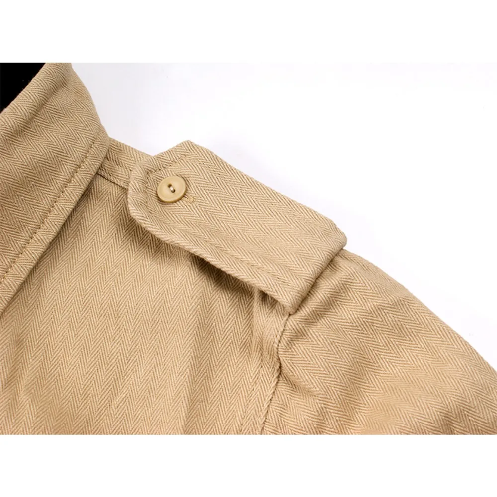 Осенняя винтажная Мужская рубашка карго в елочку, уличная Хлопковая мужская рубашка с длинным рукавом, Повседневная приталенная мужская одежда
