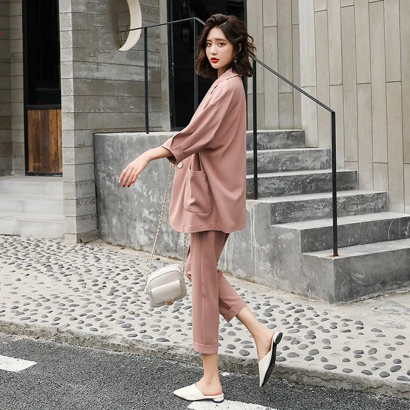 

New Summer 2019 Two Thin Blazer Jacket Women Fashion Long Sleeve Coat Women Elegant Jacket Suits Female Ladies 1 Set
