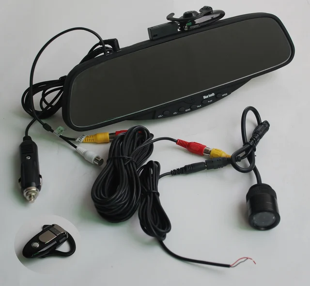 3.5" TFT LCD Bluetooth Rearview Mirror Car Kit + Waterproof Backup