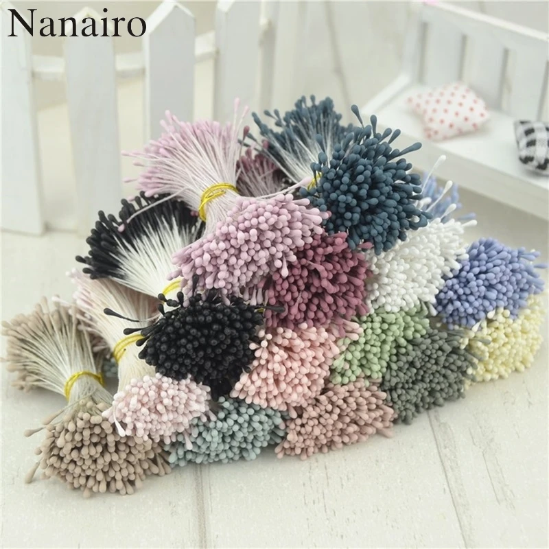 420/600pcs 1mm Artificial Mini Flower Stamen Pistil Diy Craft Wreath Cake Gift B