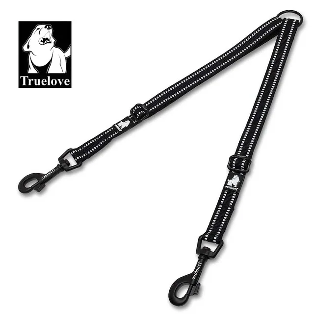 One tow two leash double leash dog leash large dog double head 3M reflective tape pet supplies PL030 - Color: Black