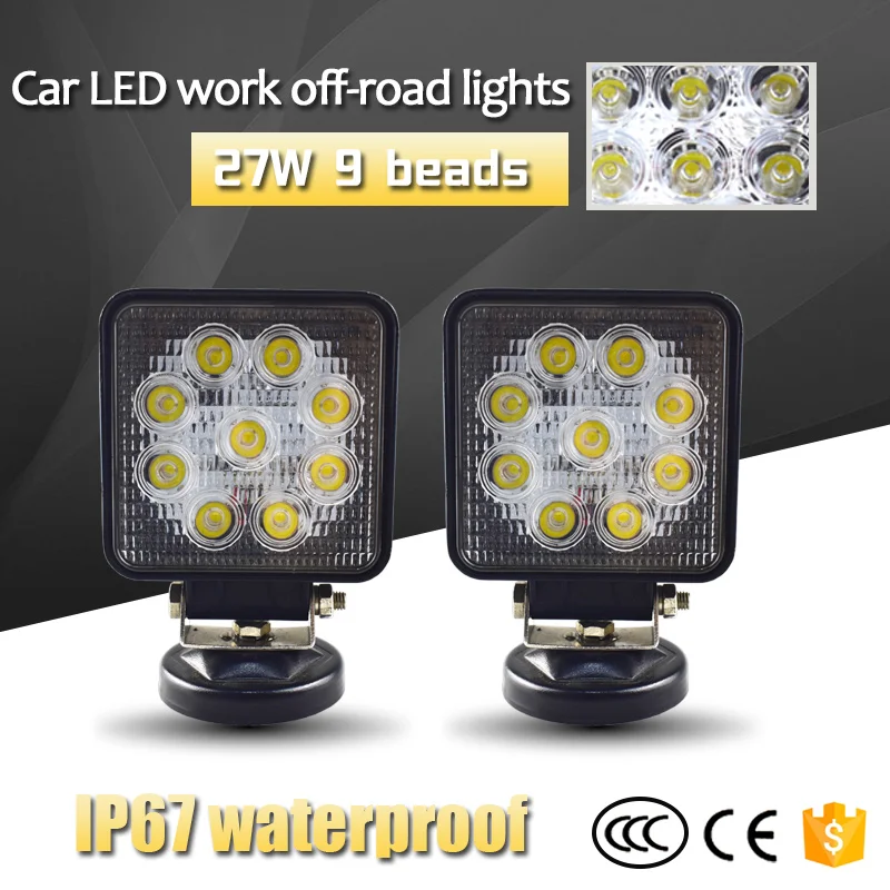 

AZGIANT IP67 Waterproof Square 27w Luminous Led Work Light Car Driving Lamp Offroad Light Bar Combo Great Performance of Dust