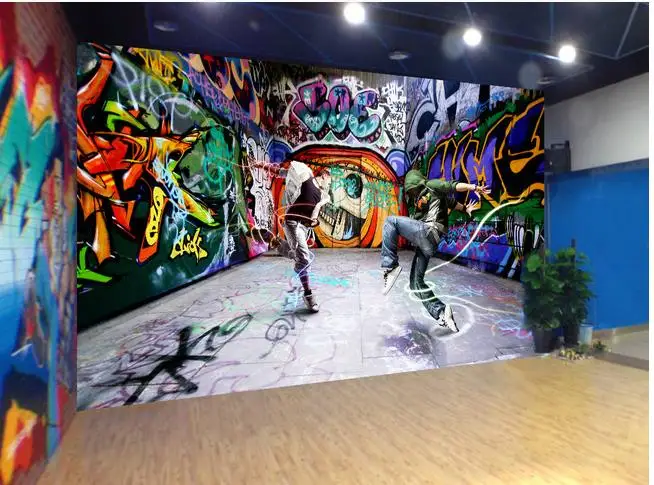 

3d murals wallpaper for living room Dancing youth street dance graffiti background wall painting