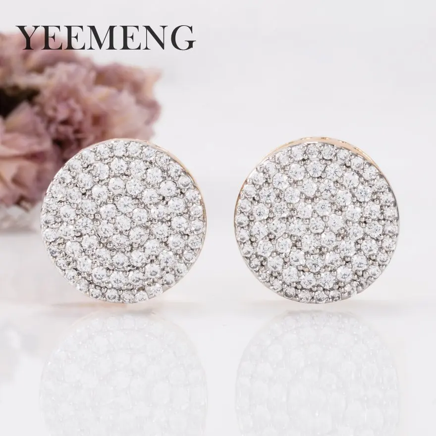 YEEMENG стиль корейские простые элегантные великолепные блестящие стразы большие круглые циркониевые серьги-гвоздики