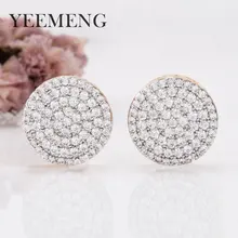 YEEMENG стиль корейские простые элегантные великолепные блестящие стразы большие круглые циркониевые серьги-гвоздики