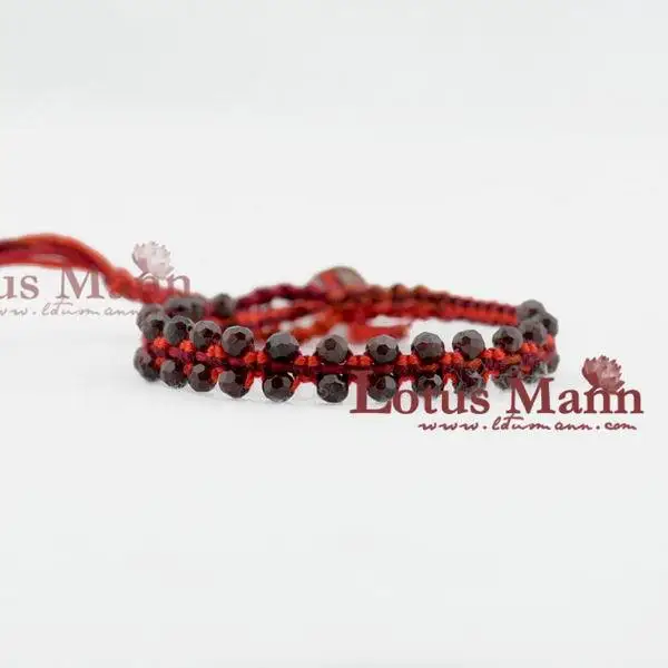 

Lotus mann French Roast on Red Cotton Cord Mix Single Wrap Bracelet