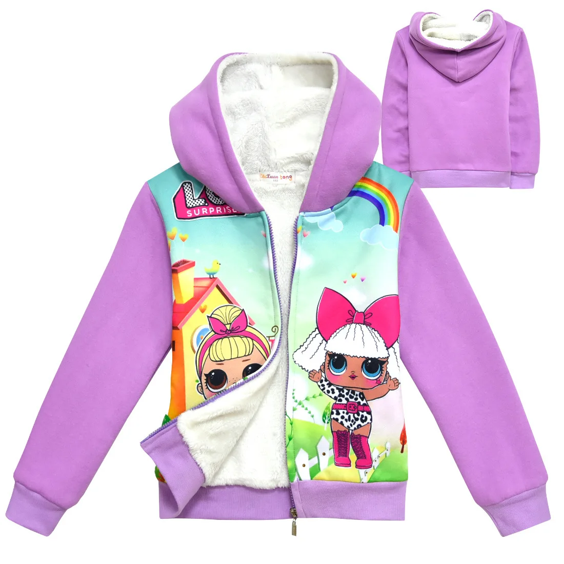 

New cartoon LOL Girl Sweatshirt Children Hoodies Dolls Costume Kid Jacket For Girls Outwear Zip Sweatshirt Hooded Coat clothes