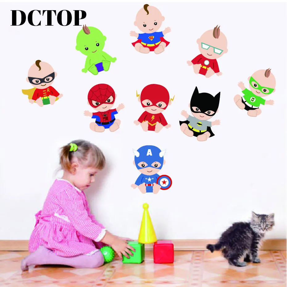 

Lovely Time Travel Superhero Baby Wall stickers Cartoon Children Kids Vinyls Decals for Bedroom Door Home Decoration Wallpaper