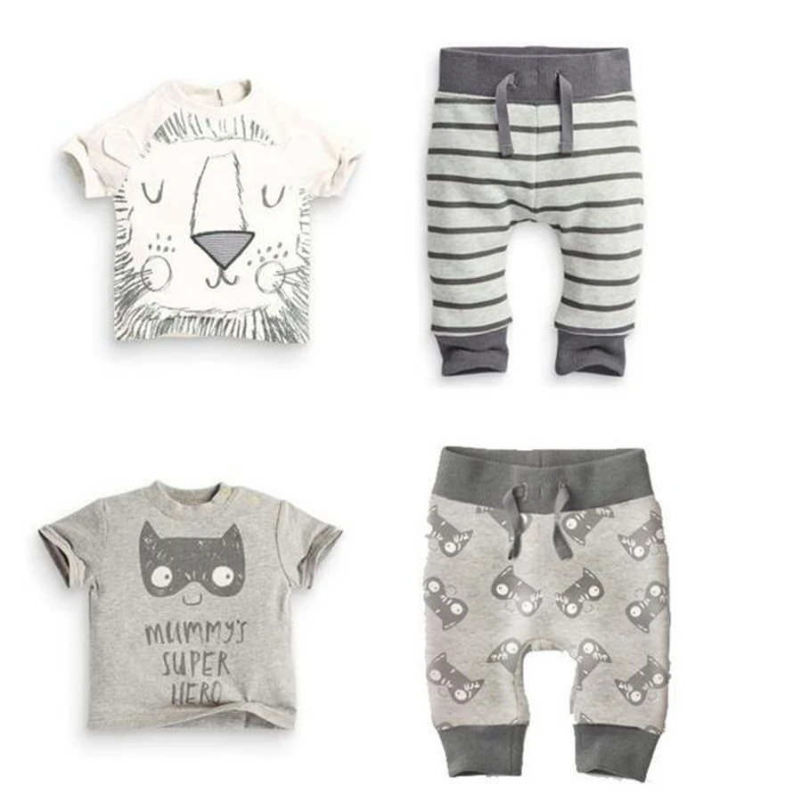 

2019 Summer Style Baby Boy Clothing Sets Cotton little Monsters and lions With Short sleeves 2 Pcs Newborn Toddler Baby Clothes