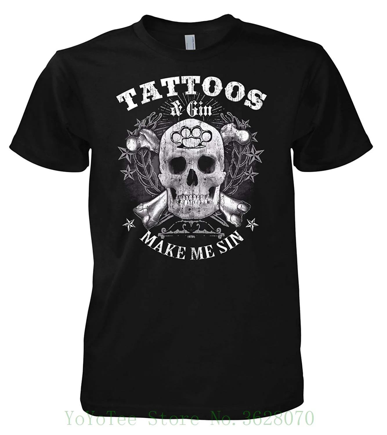 #*Cheap Rock Style Tattoos And Gin Make Me Sin 701639 T shirt 2018 Brand T Shirt Men Fashion