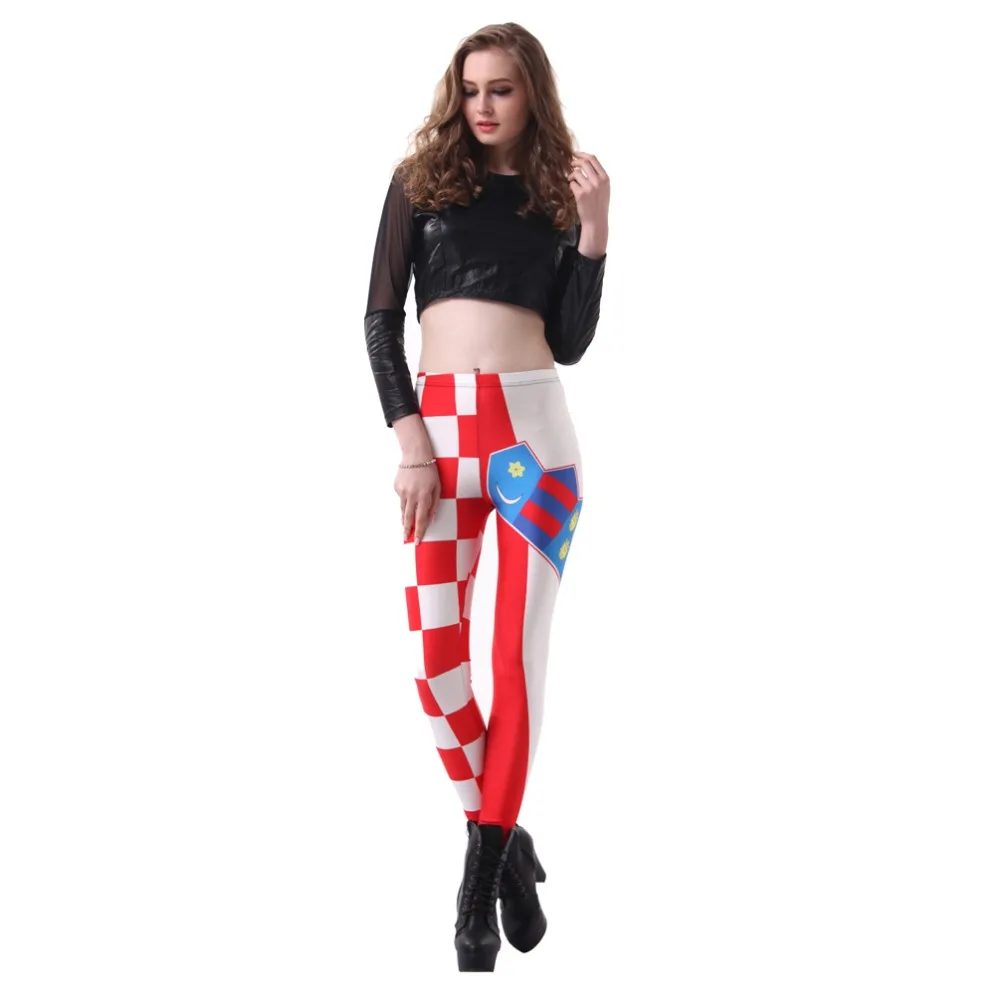 Digital PrintingElastic Casual Red and white box pattern Women Leggings 7 sizes 2017 Fitness Clothing Free Shipping | Спорт и