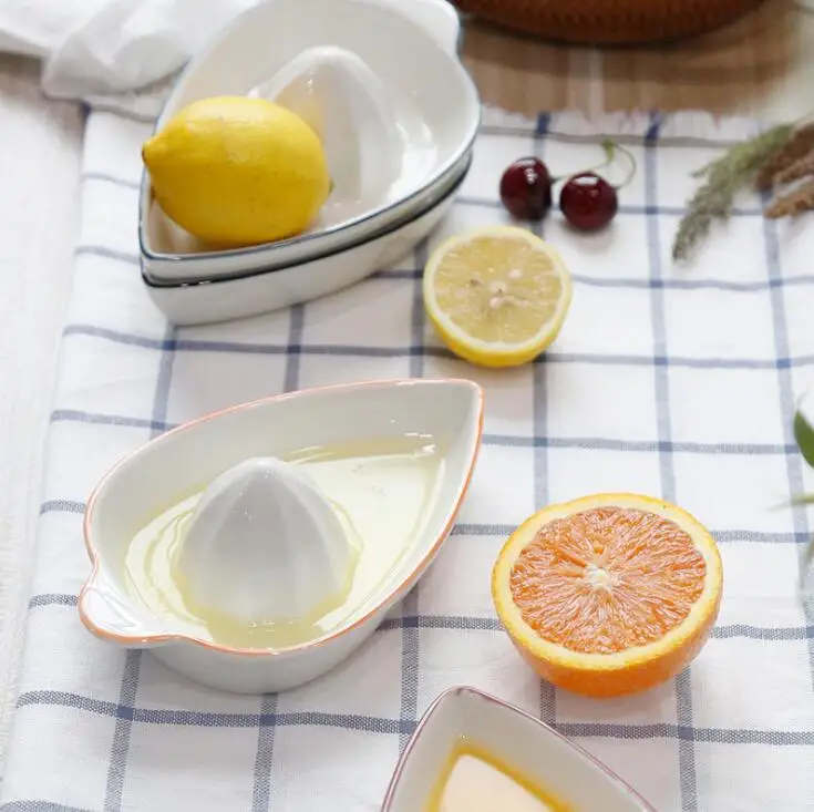 Короткая стильная Керамическая ручная соковыжималка для фруктового сока кухонный инструмент соковыжималка для апельсинов и лимонов пластина с ручкой 0310
