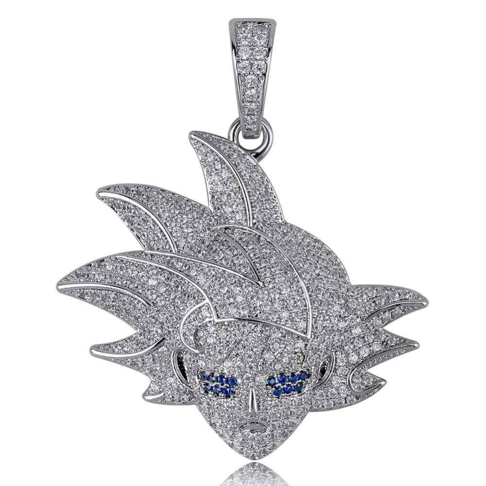 Хип хоп Bling Ice Out AAA CZ Циркон мультфильм Dragon Ball персонажи ужин Saiyan GOKU кулон ожерелье мужчины рэппер ювелирные изделия