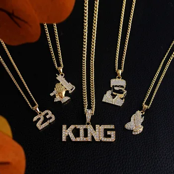 Gold Long Chain Necklaces Unisex Hip Hop Bling Necklace 1
