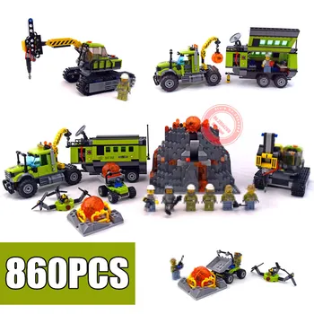 

New Volcano Exploration Base Geological Prospecting fit city figures 60124 model Building Block Bricks Toy gift kid boy