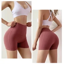 Нейлоновые спортивные шорты для йоги Для женщин тренажерный зал животик Управление пуш-ап дышащие Фитнес шорты утягивающий спортивный шорты для женщин