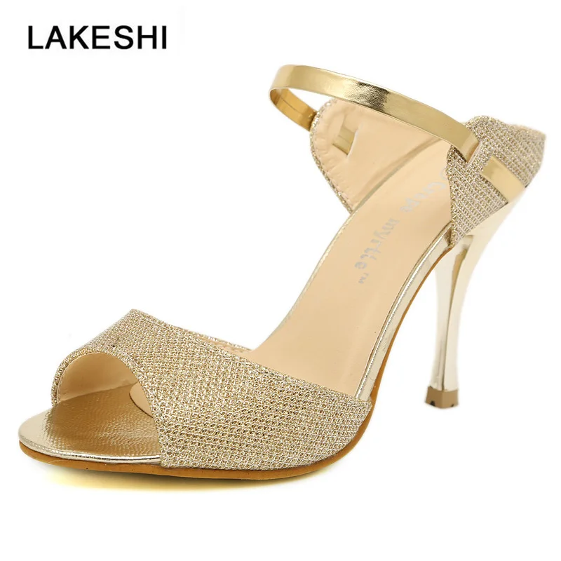 Women Pumps Thin Heels Ladies Sandals Women Middle Heels Peep Toe High Heel Pumps Women Shoes Female Wedding Shoes Gold Silver