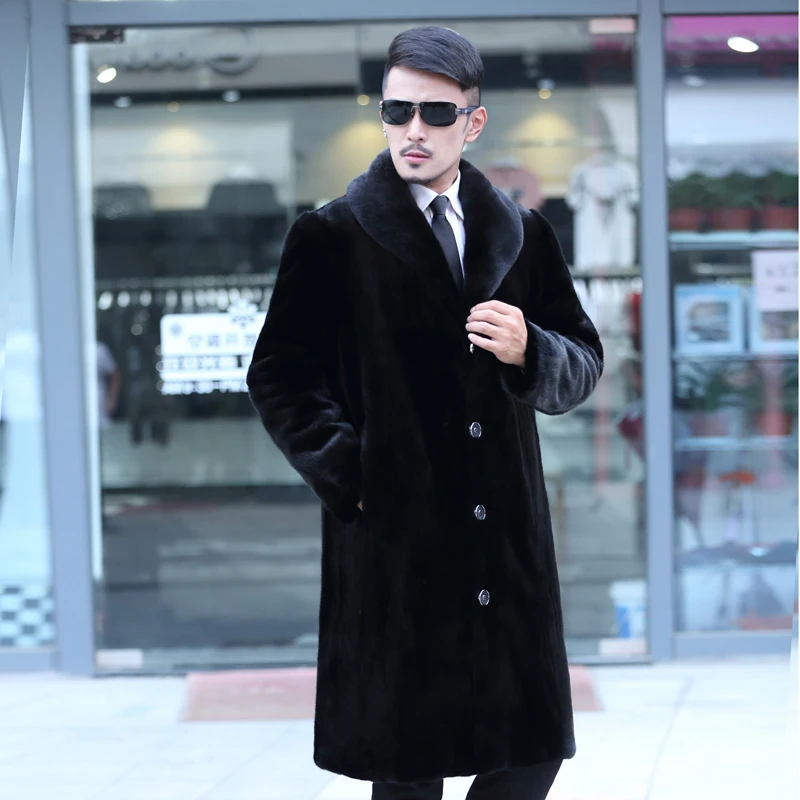Осень зима 2020 облегающее Мужское пальто из меха норки|homens jaqueta de couro|jaqueta couromink fur coat