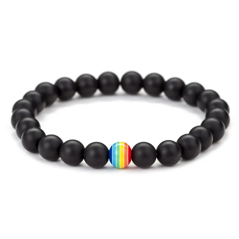 Rainbow Bead Bracelet Pride Stone Strand Couple Bracelets Male Female LGBT Handmade Jewelry Women Men Couples Valentine's Gift Rainbow Bead Bracelet Pride Stone Strand Couple Bracelets Male Female LGBT Handmade Jewelry Women Men Couples Valentine's Gift