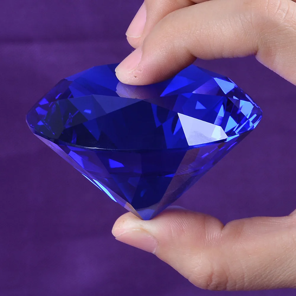 60mm Blue Diamond Cut Glass Gems For Promotional Gift Room Decoration