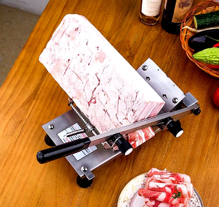 

Stainless Steel Manual Frozen Meat Slicer Handle Meat Cutting Machine ST200B