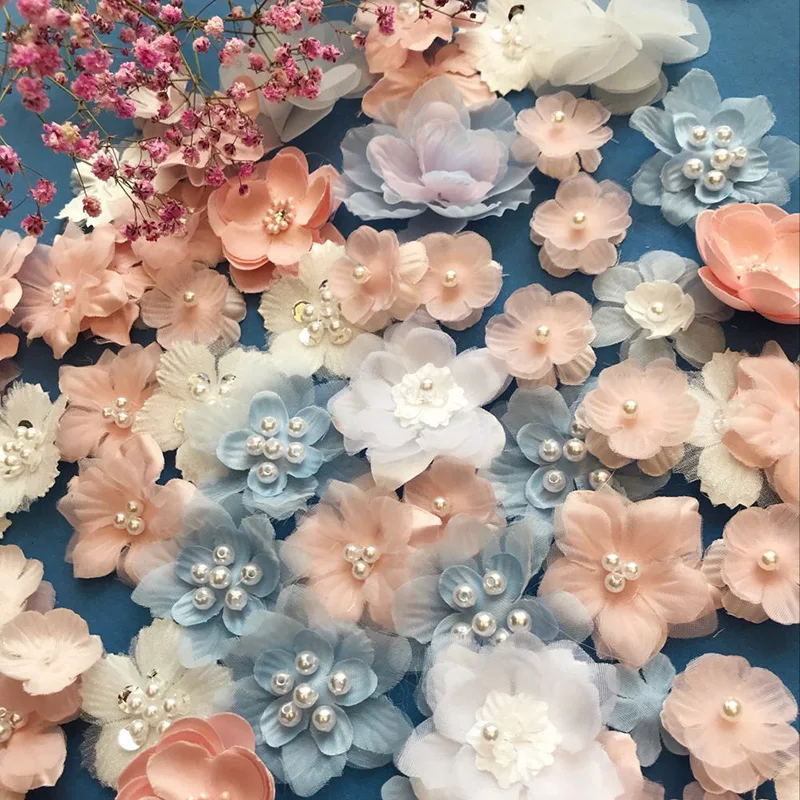 

Multicolor Beaded Flower Sew On lace Patch for wedding jewelry accessories clothes decoration DIY 3D applique