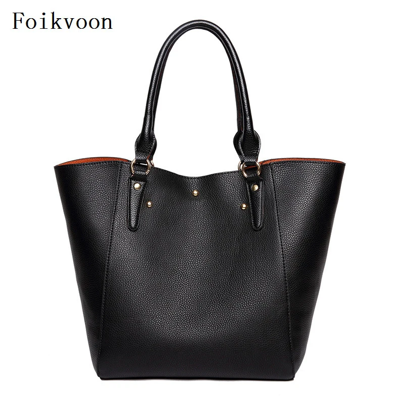 

Foikvoon Name Brand Handbags Women Handbag PU Leather Retro Female Shoulder Bags Fashion Popular Women Bucket Bags
