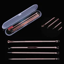 4 шт./компл. розовое золото Нержавеющая сталь угревая игла Remover инструмент для удаления дефектов кожи Удаление прыщей комплект умывания