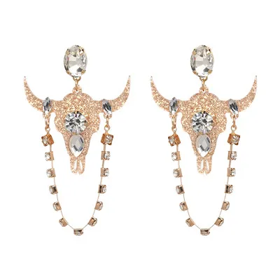 Модные очаровательные серьги-капли с блестящими кристаллами для женщин, роскошные преувеличенные Свадебные ювелирные изделия, модные висячие серьги - Окраска металла: Brown