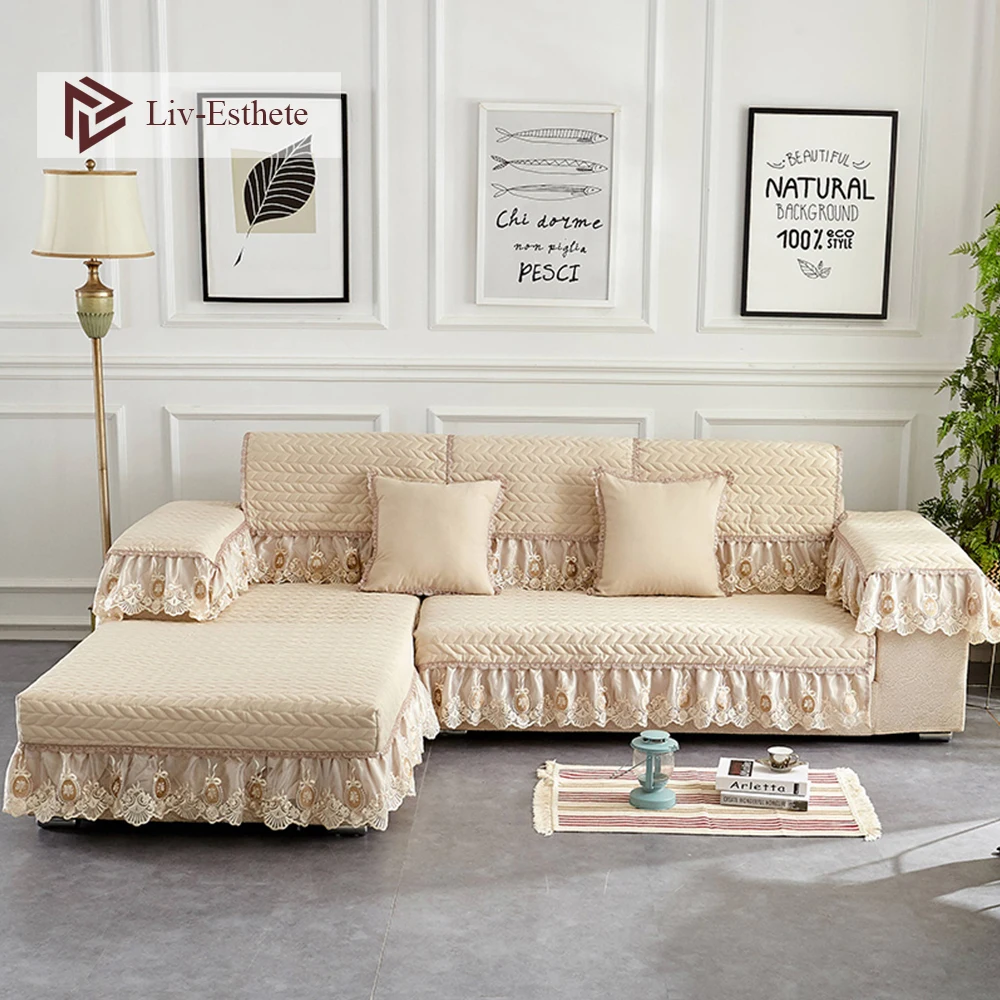 

Liv-Esthete European Fabric Anti-slip Lace Prevent Dirty Sofa Cover Cushion Cover 4 Colors Various Sizes Nordic Sofa Cushion