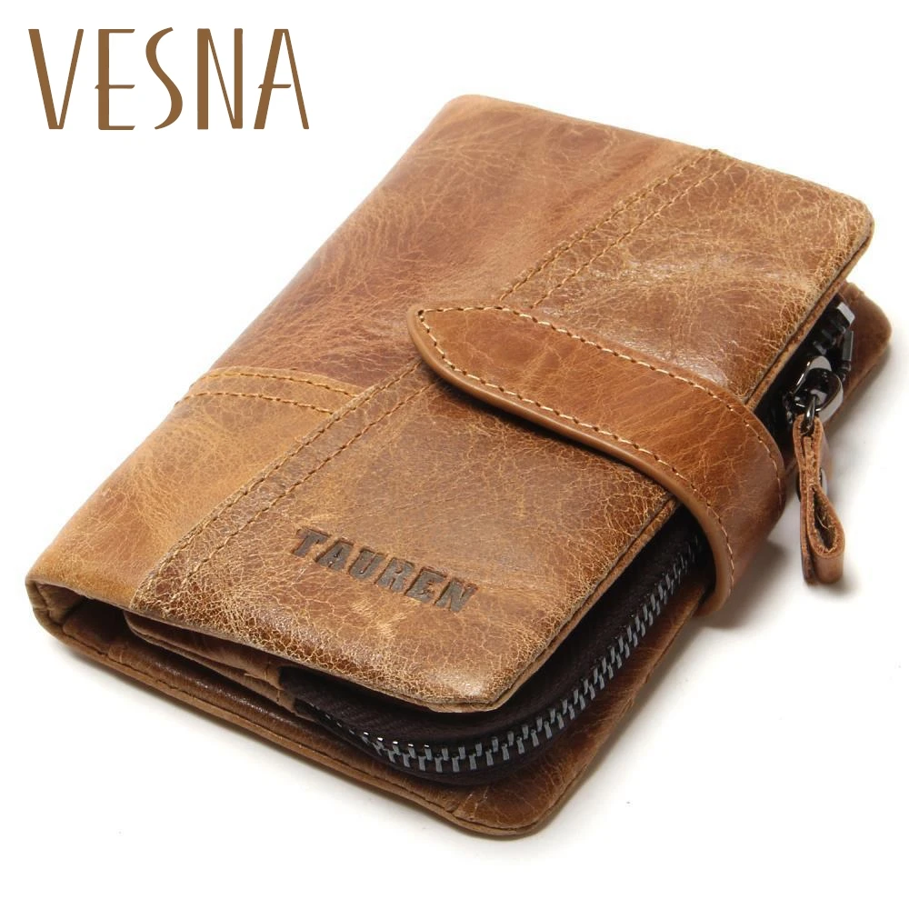 

2016 100% Genuine Leather Men Wallets European And American Style Wallet Zip Coin Pocket Leather Purse Man Leather Wallet