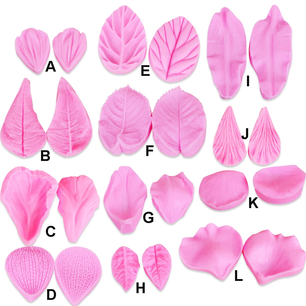 C211 24 шт./компл. лист лепестки цветка силиконовые формы для торта Декоративные Инструменты Fondant(сахарная) сахарный из мастики пресс-форма для шоколада выпечки инструменты