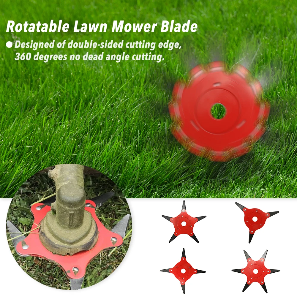 KKMOON Rotatable Lawn Mower Blade Brushcutter Accessories Universal Garden Grass Trimmer Head with Double-sided Cutting Edge