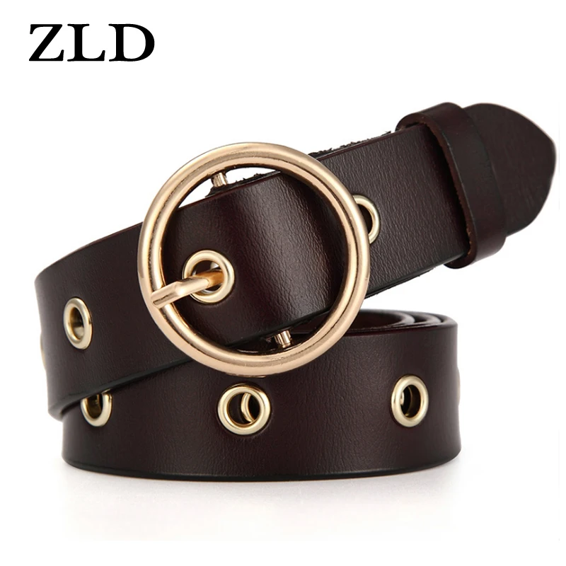 ZLD Women genuine leather belt Round Metal pin buckle Circle Belts Hot