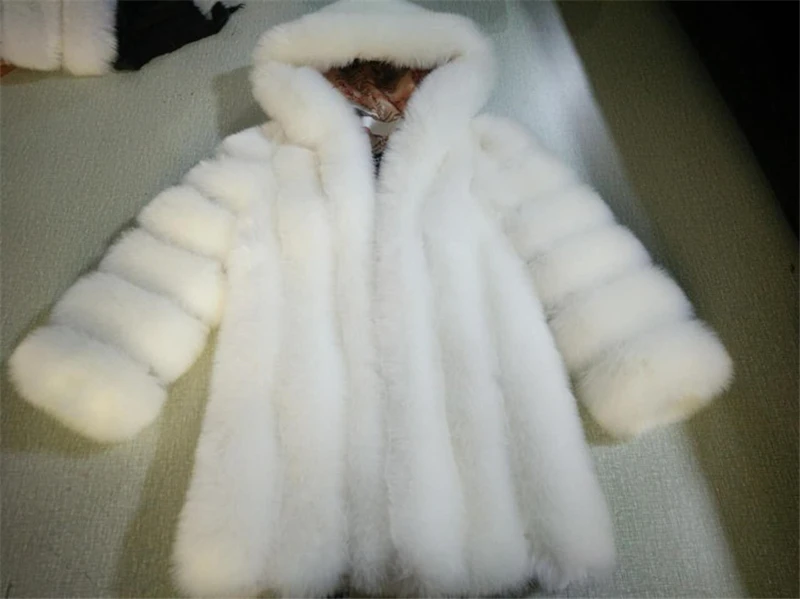Europe fashion luxury hooded faux fox fur coat for cute pink fluffy teddy coat casual Long sleeve plush coat women jas dame