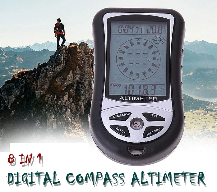 

Handheld outdoor workstations,8 IN 1 Altitude meter, fishing barometer, compass, thermometer and other functions.
