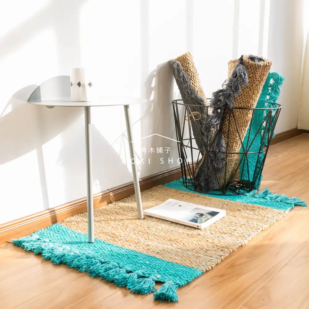 Jute Hand Woven Small Fresh Hall Kitchen Floor Mat Living Room