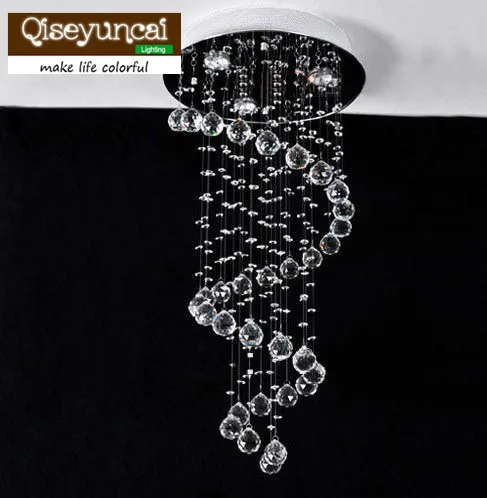 

Flush mount stainless steel Ceiling Lights105w 3 lights k9 crystal chandelier lighting fixtures D40*H80cm GU10 halogen bulbs
