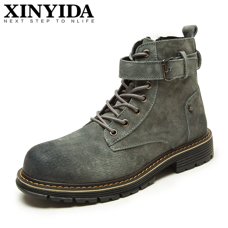 

High Top Genuine Leather Men Martin Boots Lace Up Breathable Casual Leather Boots Ankle Botas Fashion Men Work Boots Size 38-44