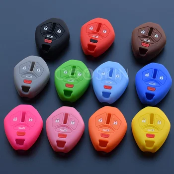 

100pcs/lot silicone rubber car key cover case for Mitsubishi Lancer Evolution Remote Key Chain Cover 3+1buttons key protect