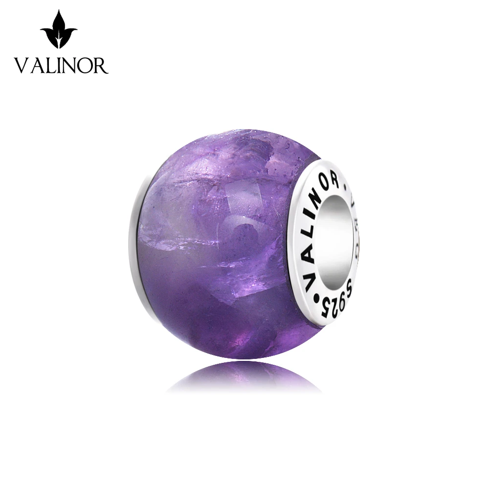 

purple crystal 925 Sterling Silver beads charms fit Bracelets & Bangles TRBS018
