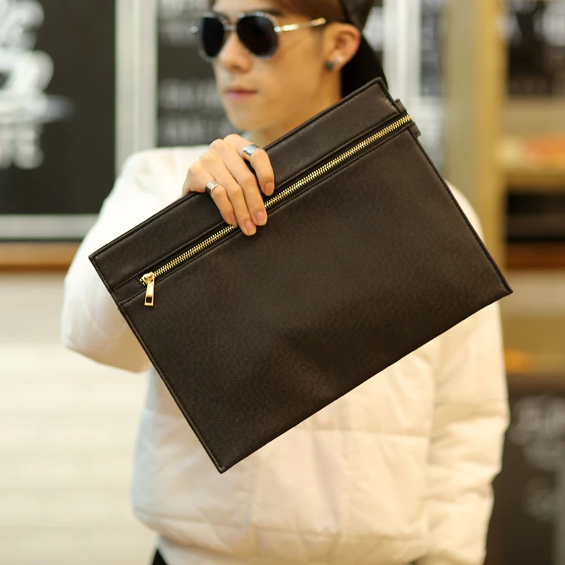 New fashion leather men envelope clutch bag men male business portfolio