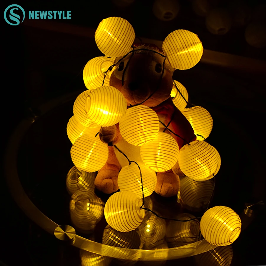 

Solar Powered Outdoor String Lights Lantern Ball 15.74ft 20LEDs Fairy Solar Lamps Christmas Decoration Lighting For Garden Party