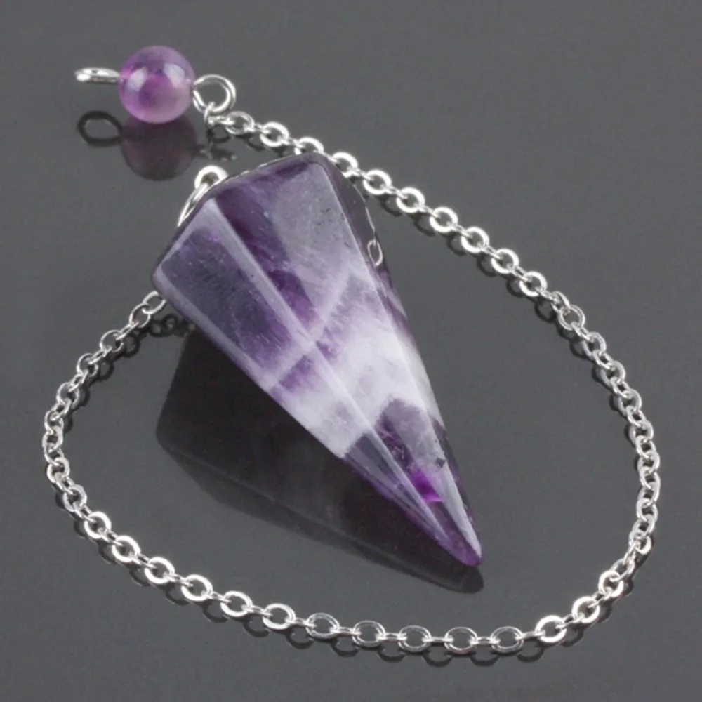 

SUNYIK Natural Purple Crystal Pyramid Faceted Pendulum Reiki Healing Chakra Point Dowsing Metaphysical