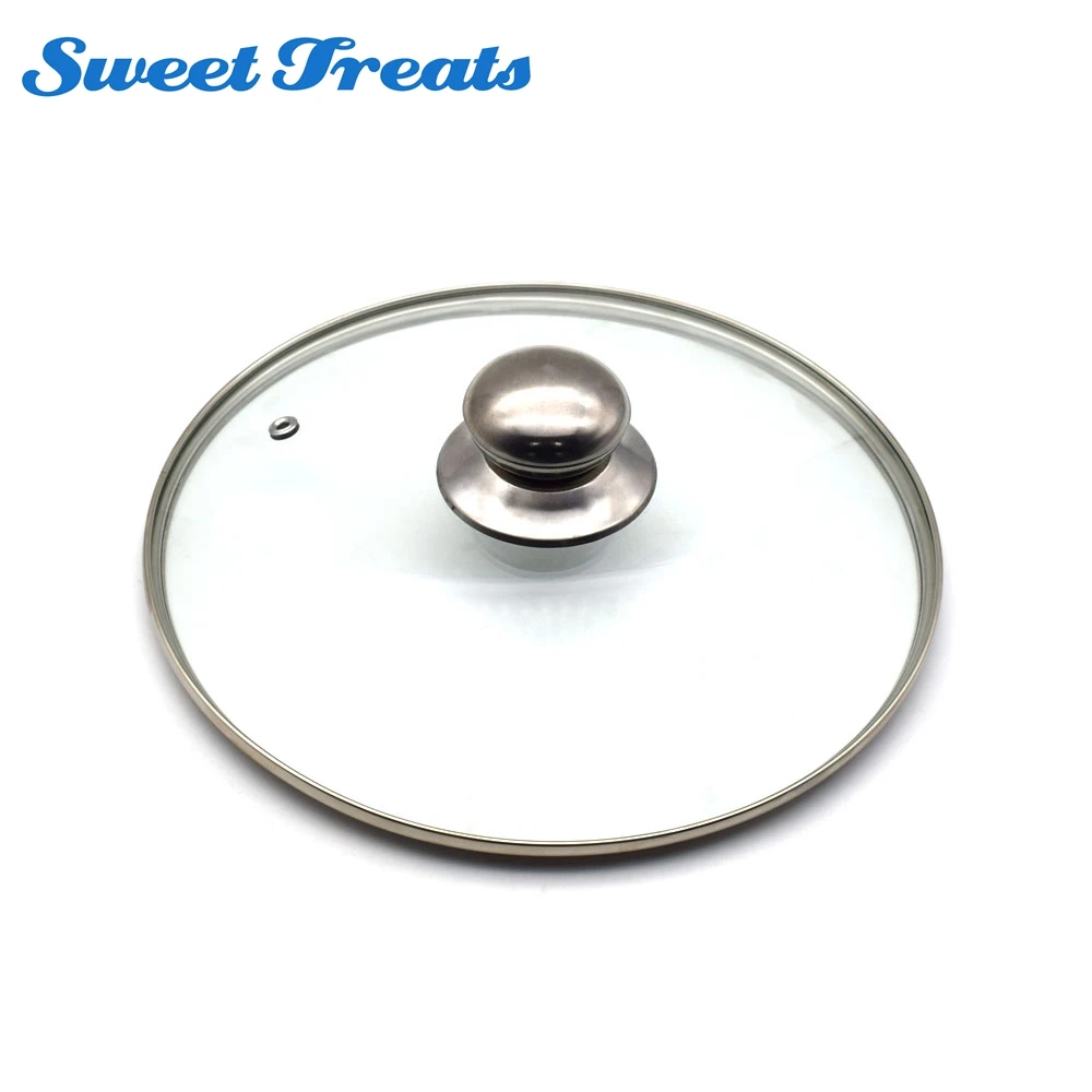 

Sweettreats 8/10/12 inch Non-stick Copper Frying Round Pan with Ceramic Coating and Induction cooking glass cover lid