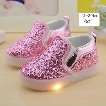 

Children Shoes Kids Led Flash Sneakers Spring Autumn Fashion Sequin Sneakers Girls Princess Lightning Shoes